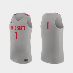 Mens Replica Ohio State Basketball #1 college Jersey - Gray