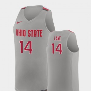 Men's #14 Joey Lane college Jersey - Pure Gray Replica Basketball Ohio State Buckeyes