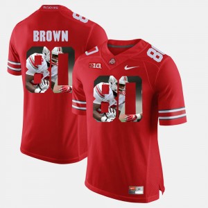 Men's Pictorial Fashion #80 Buckeye Noah Brown college Jersey - Scarlet