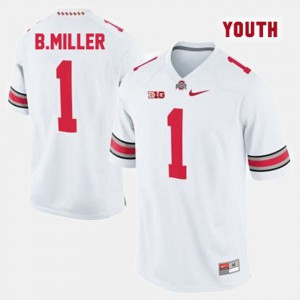 Kids Football Buckeye #1 Braxton Miller college Jersey - White