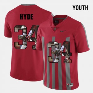 Kids Pictorial Fashion #34 Ohio State CameCarlos Hyde college Jersey - Red