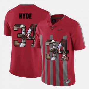 Men's Pictorial Fashion #34 OSU CameCarlos Hyde college Jersey - Red