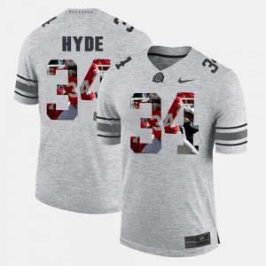 Men's Pictorital Gridiron Fashion Ohio State #34 Pictorial Gridiron Fashion CameCarlos Hyde college Jersey - Gray