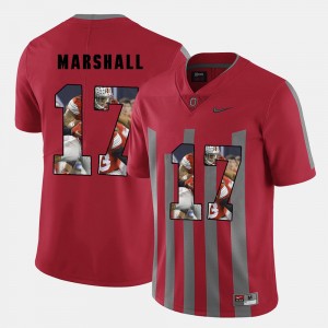 Men's #17 Pictorial Fashion Buckeye Jalin Marshall college Jersey - Red