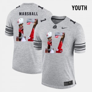 Youth Pictorial Gridiron Fashion #17 Pictorital Gridiron Fashion Ohio State Buckeye Jalin Marshall college Jersey - Gray