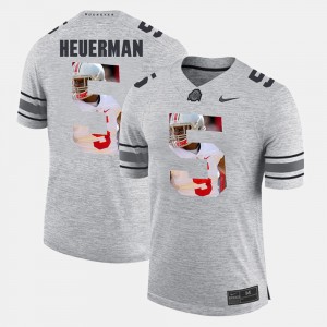 Men's Pictorial Gridiron Fashion Pictorital Gridiron Fashion #5 Ohio State Jeff Heuerman college Jersey - Gray