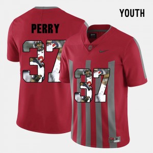 Youth(Kids) Ohio State #37 Pictorial Fashion Joshua Perry college Jersey - Red