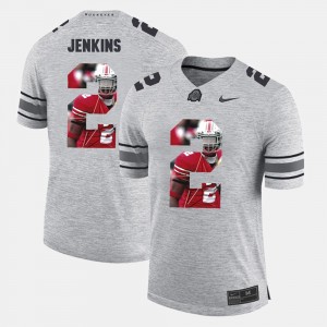 Men's #2 Malcolm Jenkins college Jersey - Gray Pictorital Gridiron Fashion Pictorial Gridiron Fashion Buckeyes