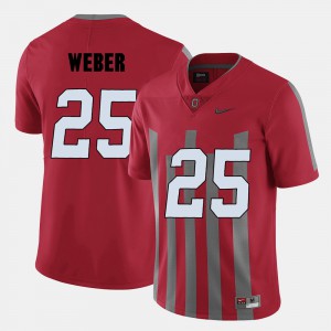 Men's #25 Football OSU Buckeyes Mike Weber college Jersey - Red