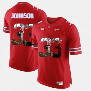 Mens Pictorial Fashion #33 Buckeyes Pete Johnson college Jersey - Scarlet