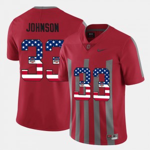 Men's US Flag Fashion Buckeye #33 Pete Johnson college Jersey - Scarlet