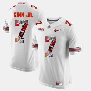 Mens #7 Ted Ginn Jr. college Jersey - White Pictorial Fashion Ohio State