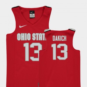 Youth(Kids) Basketball Replica Ohio State Buckeyes #13 Andrew Dakich college Jersey - Red